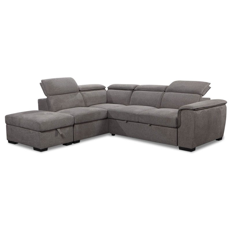 Copenhagen 4 Seater Corner Sofa Bed With Storage Ottoman LHF Fabric Grey