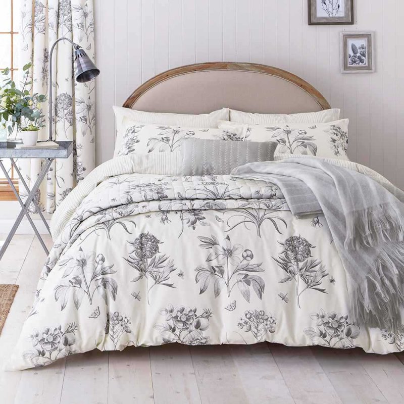 Sanderson Etchings & Roses Reversible Single Duvet Cover Set Ivory