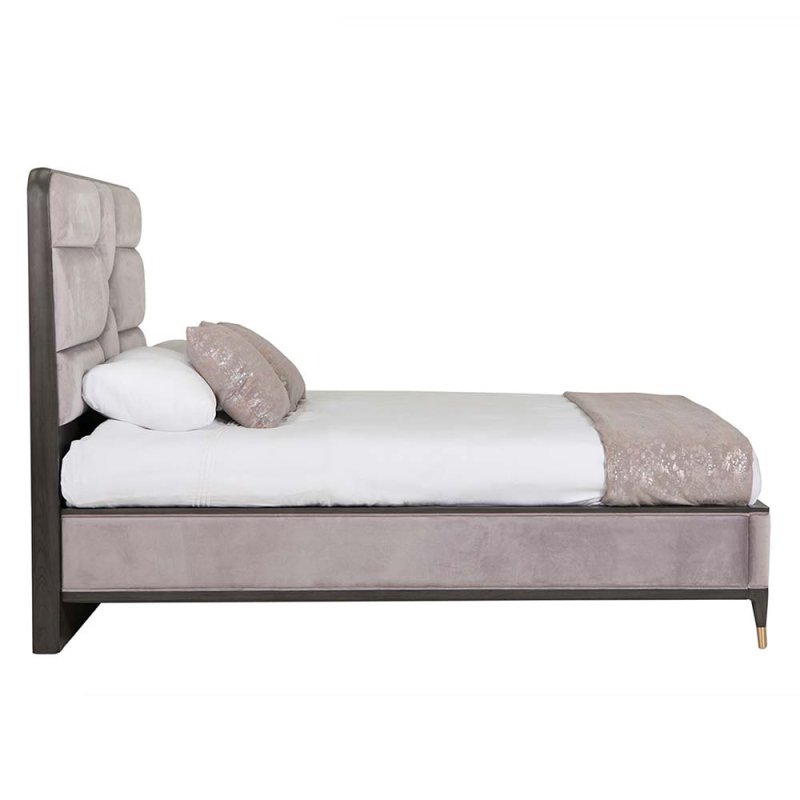 Darcy King (150cm) Bedstead With Fabric Headboard Ebony Ecru Side