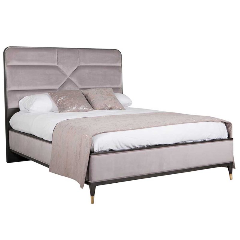 Darcy King (150cm) Bedstead With Fabric Headboard Ebony Ecru