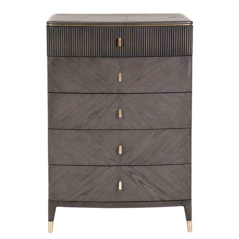 Darcy 5 Drawer Tallboy Ebony Ecru Front