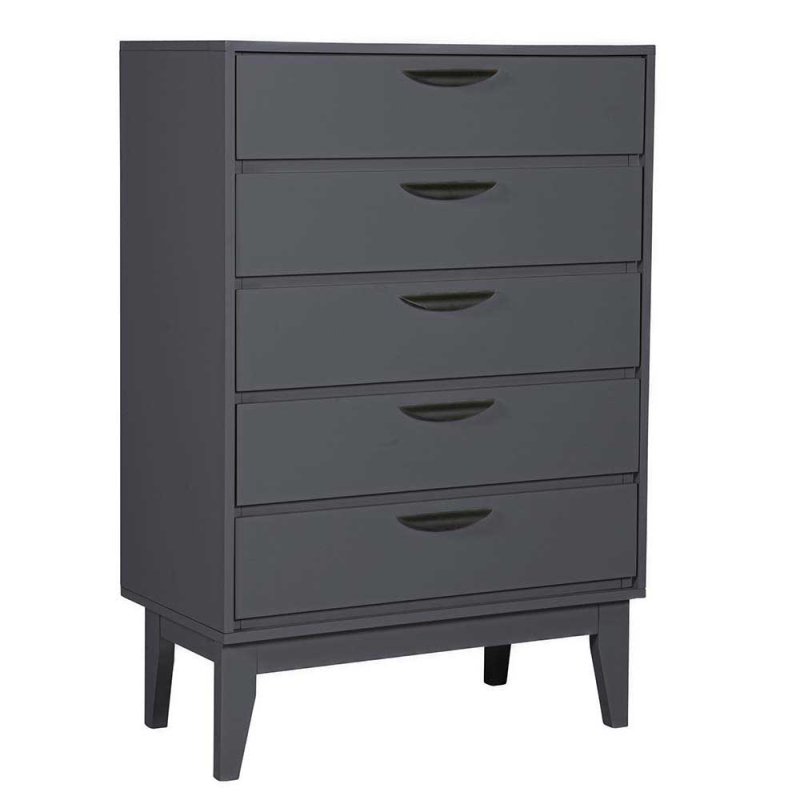 Drummond 5 Drawer Tallboy Dark Grey