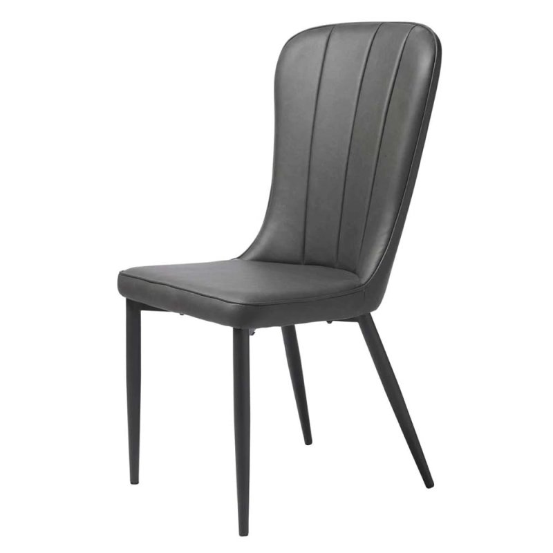 Hugo Dining Chair Faux Leather Dark Grey 