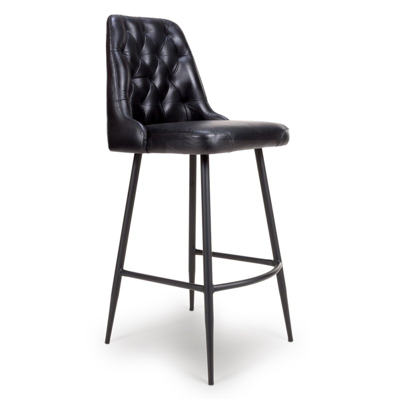 Bobby High Bar Stool Faux Leather Black