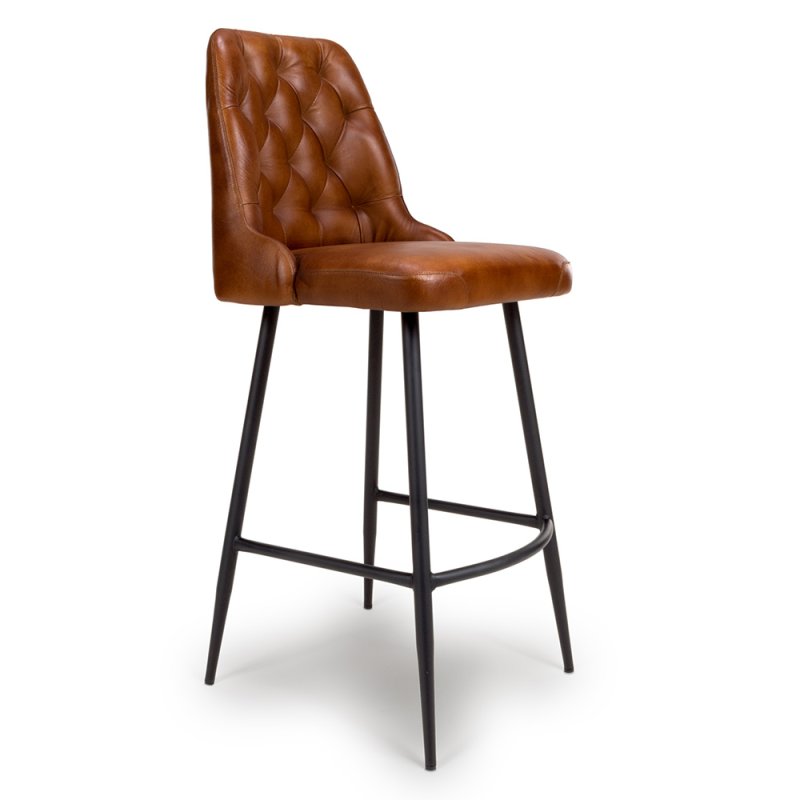 Bobby High Bar Stool Faux Leather Tan