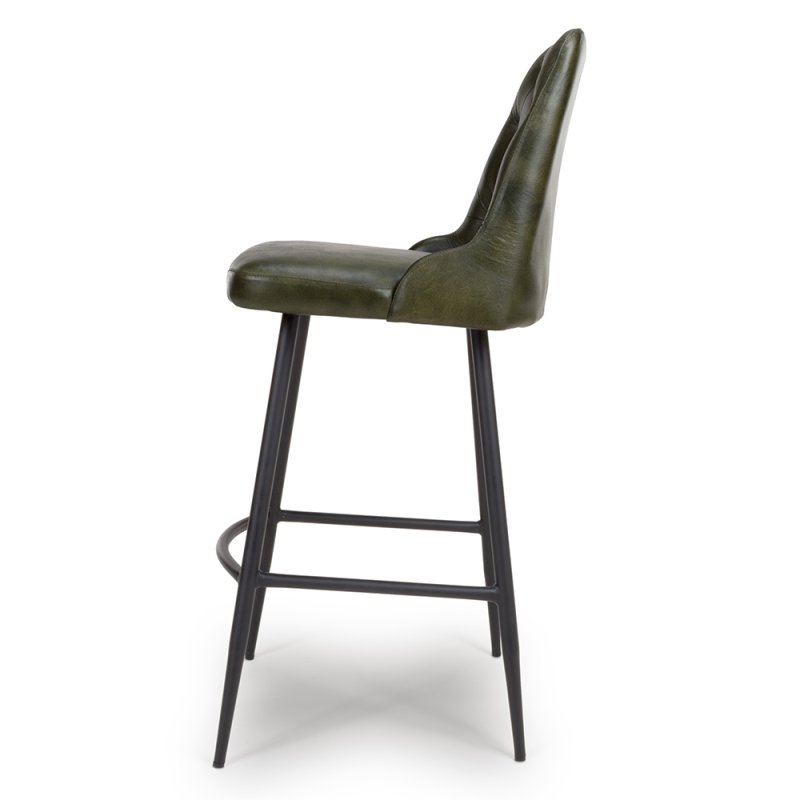 Bobby High Bar Stool Faux Leather Green Side