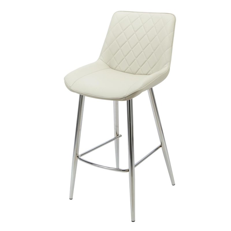 Sammy High Bar Stool Faux Leather Taupe With Chrome Legs