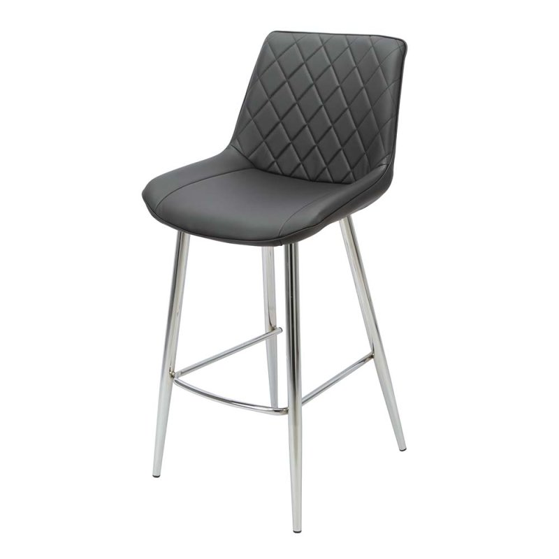 Sammy High Bar Stool Faux Leather Black With Chrome Legs