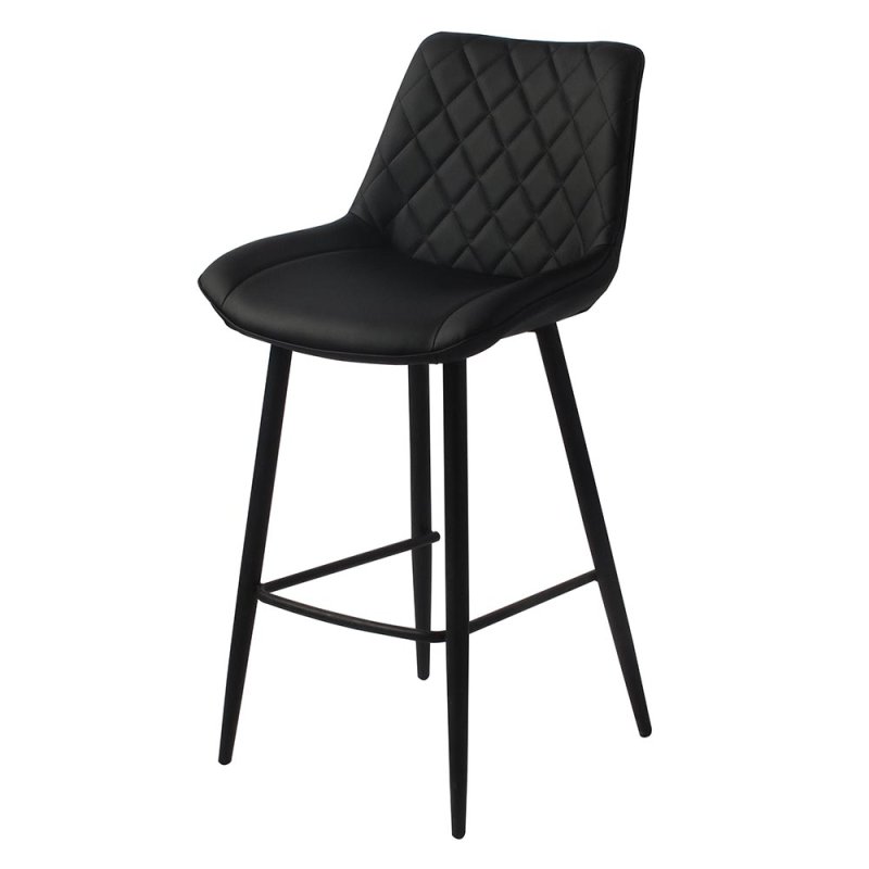 Sammy High Bar Stool Faux Leather Black With Black Legs