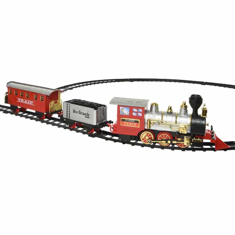 Red & Silver Train with Warm White Lights 57cm