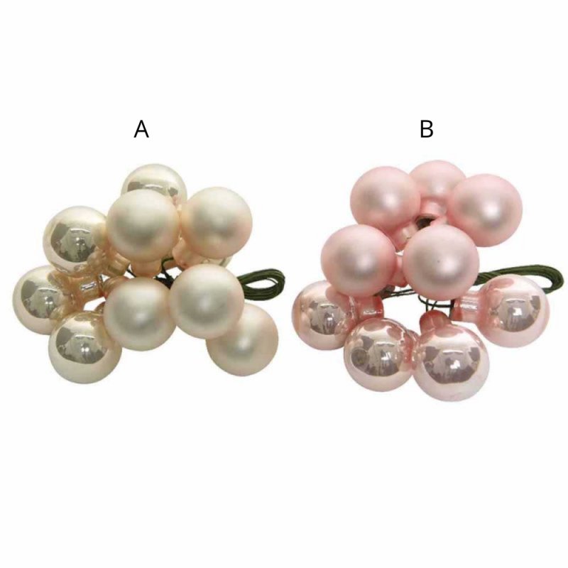 Glass Baubles On Wire Blush Pink Or Ivory 2cm (Choice of 2)