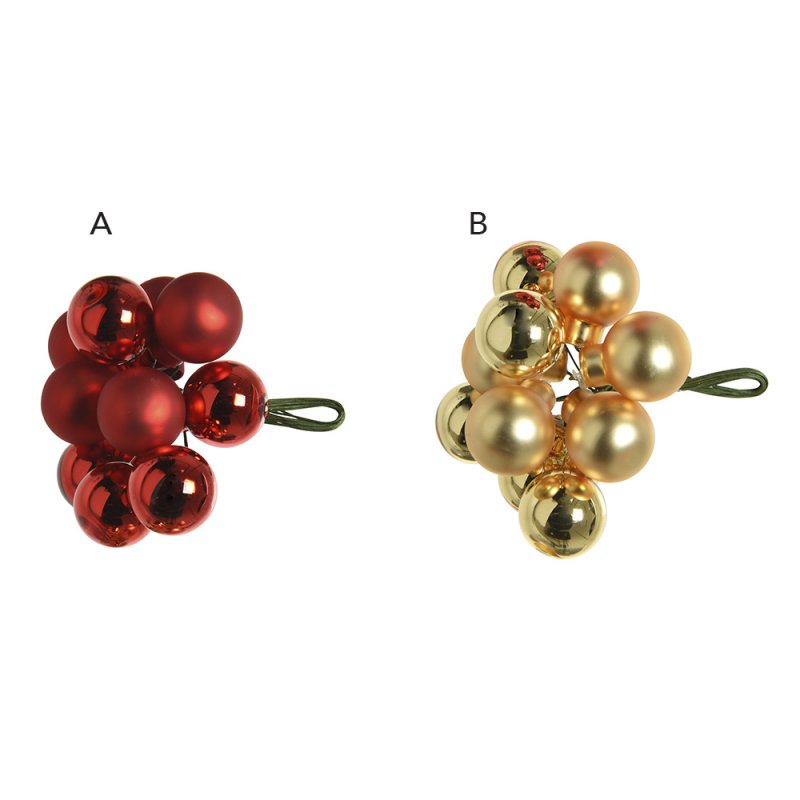 Glass Baubles On Wire Red Or Gold 2cm (Choice of 2)