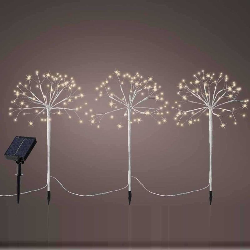 Solar Christmas Tree Pole Twinkle Effect Warm White