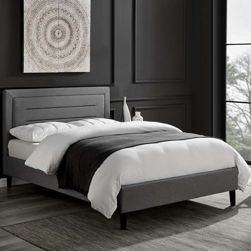 Picasso Small Double (120cm) Bedstead Fabric Grey Lifestyle