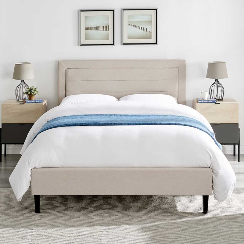 Picasso Small Double (120cm) Bedstead Fabric Biscuit Front
