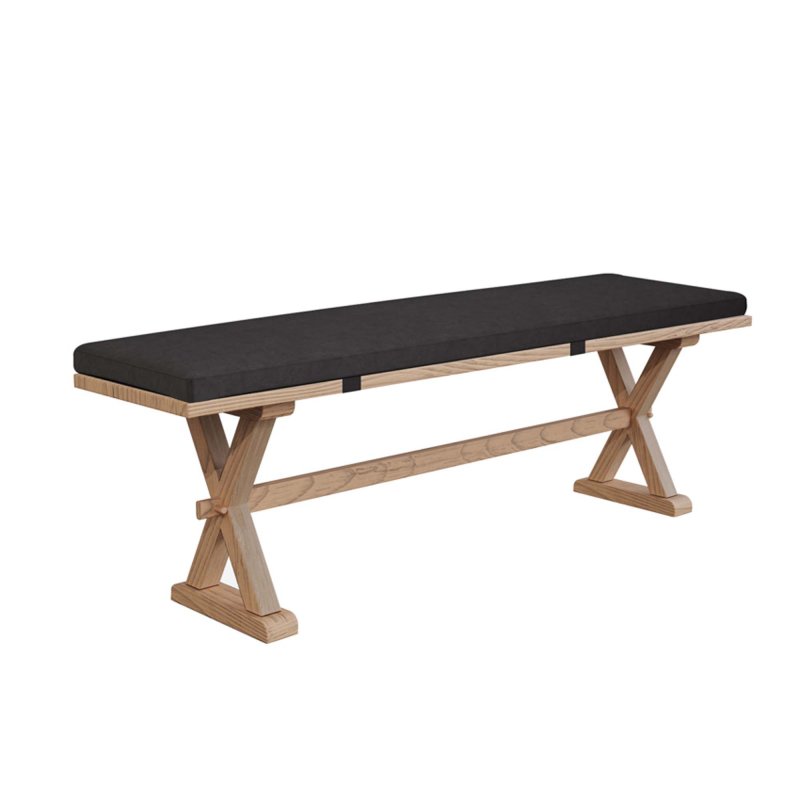 Valent 3 Person Dining Bench Oak With Fabric Seat Pad Dark Grey 