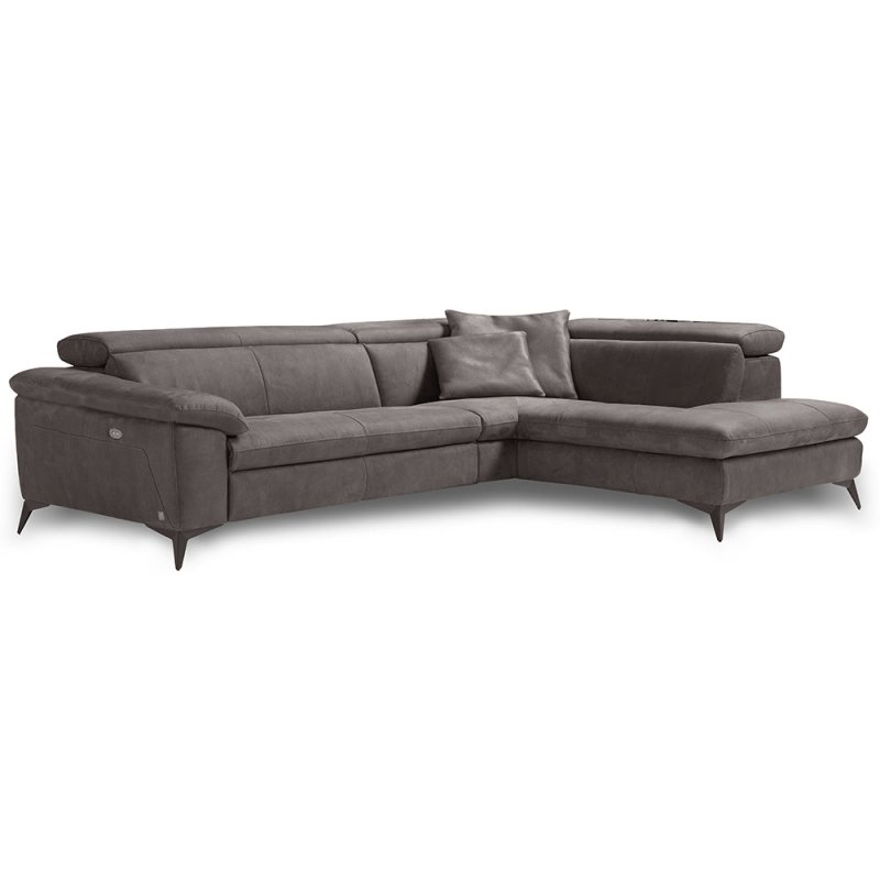 Egoitaliano Martine 4+ Seater Sofa With Chaise RHF + 1 Electric Reclining Position Microfibre Fabric