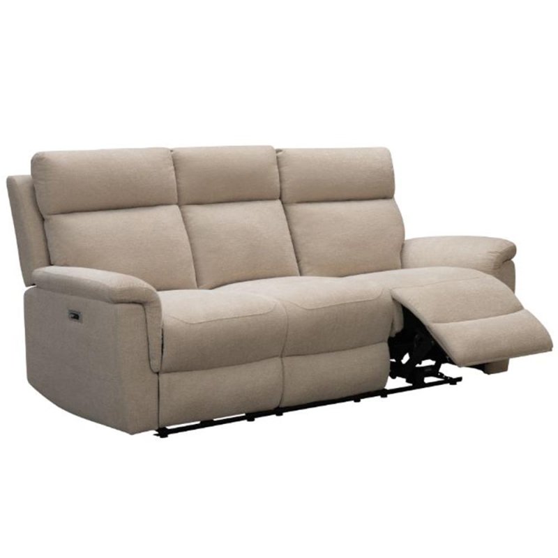 Austin Electric Reclining 3 Seater Sofa Fabric Natural