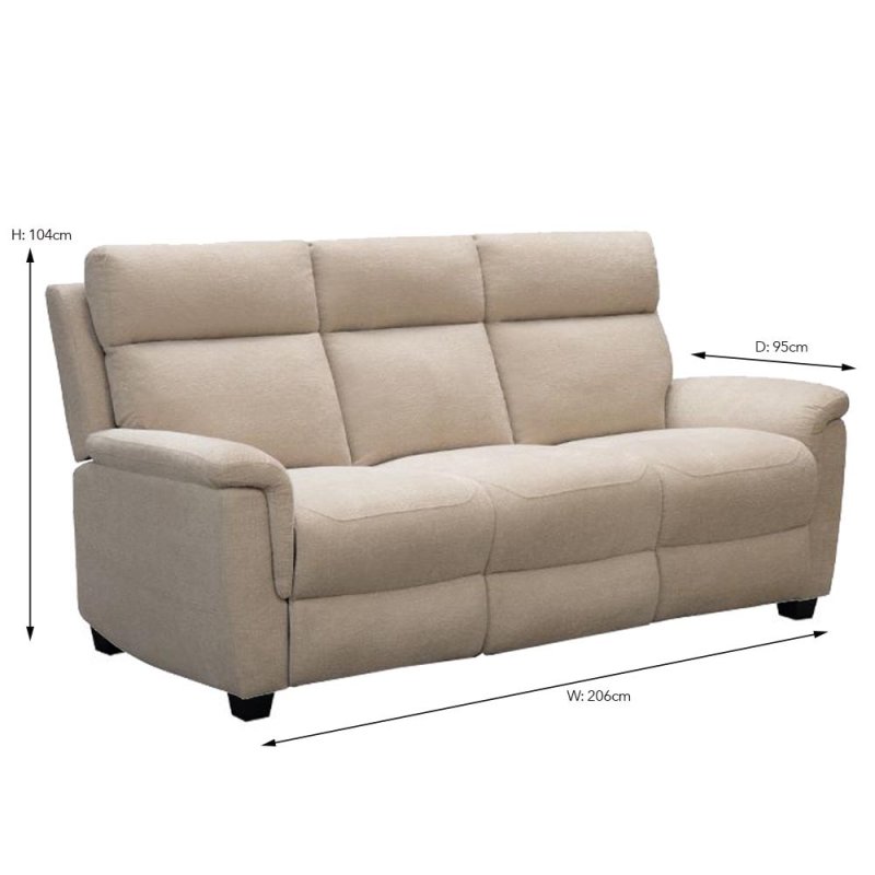 Austin 3 Seater Sofa Fabric Natural - Measurements