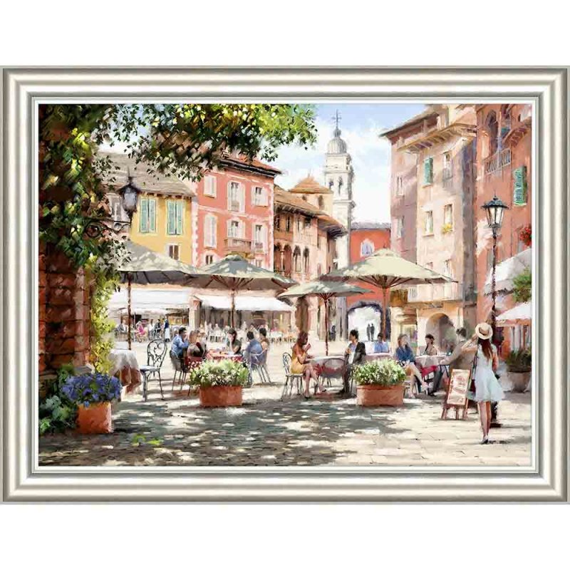 Artko Street Café 113cm x 87cm Picture By Richard Macneil With Silver Frame 