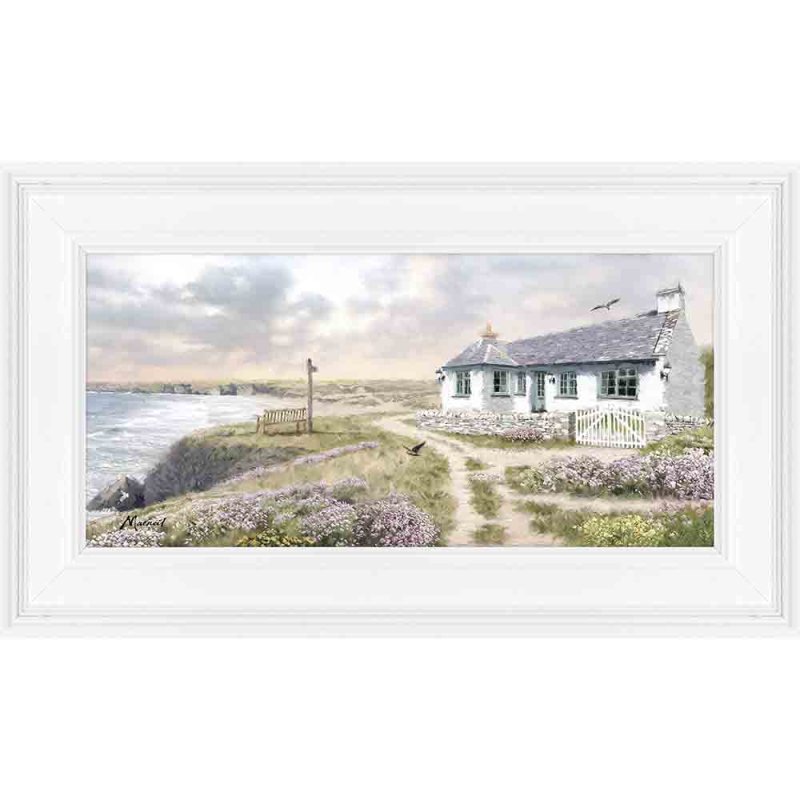 Artko Cliff Top Cottage 49cm x 29cm Picture By Richard Macneil With White Frame