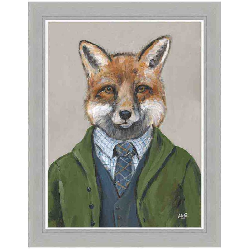Artko Frankie Fox 71cm x 91cm Picture By Louise Brown With Grey Frame