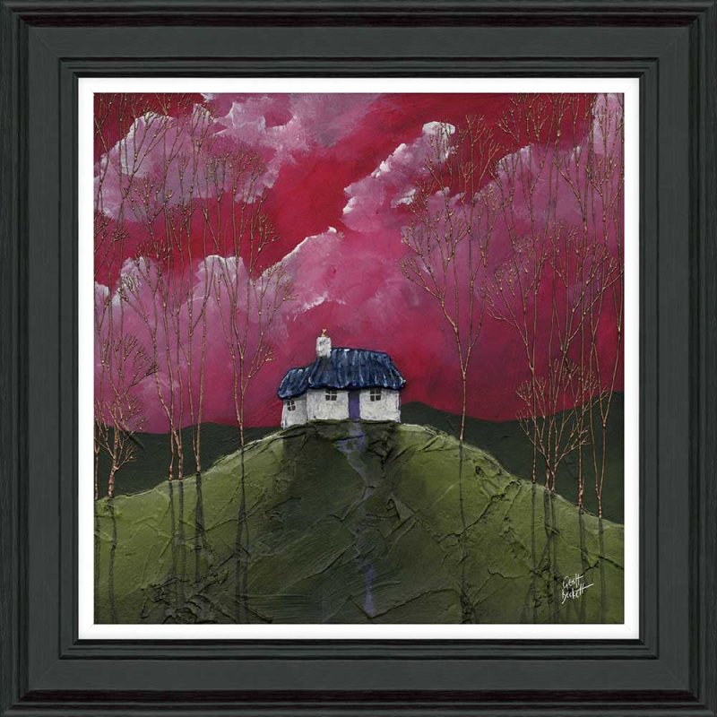 Artko Cherry Top Cottage 49cm x 49cm Picture By Geoff Beckett With Black Frame