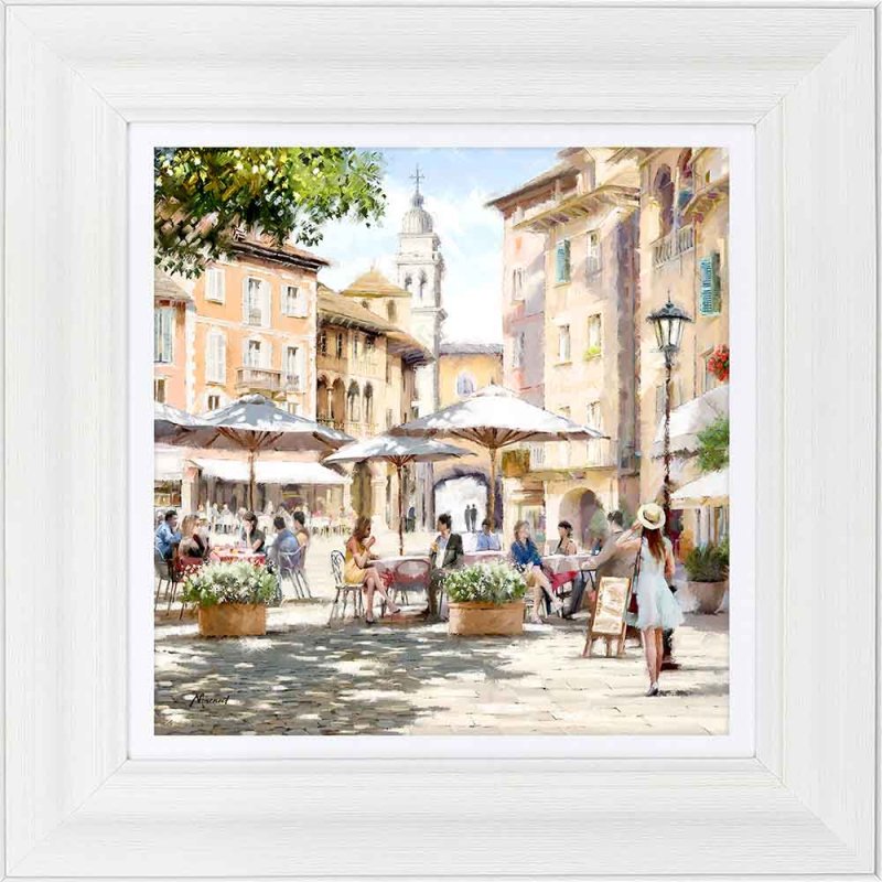 Artko Courtyard Café I 41cm x 41cm Picture By Richard Macneil With White Frame 