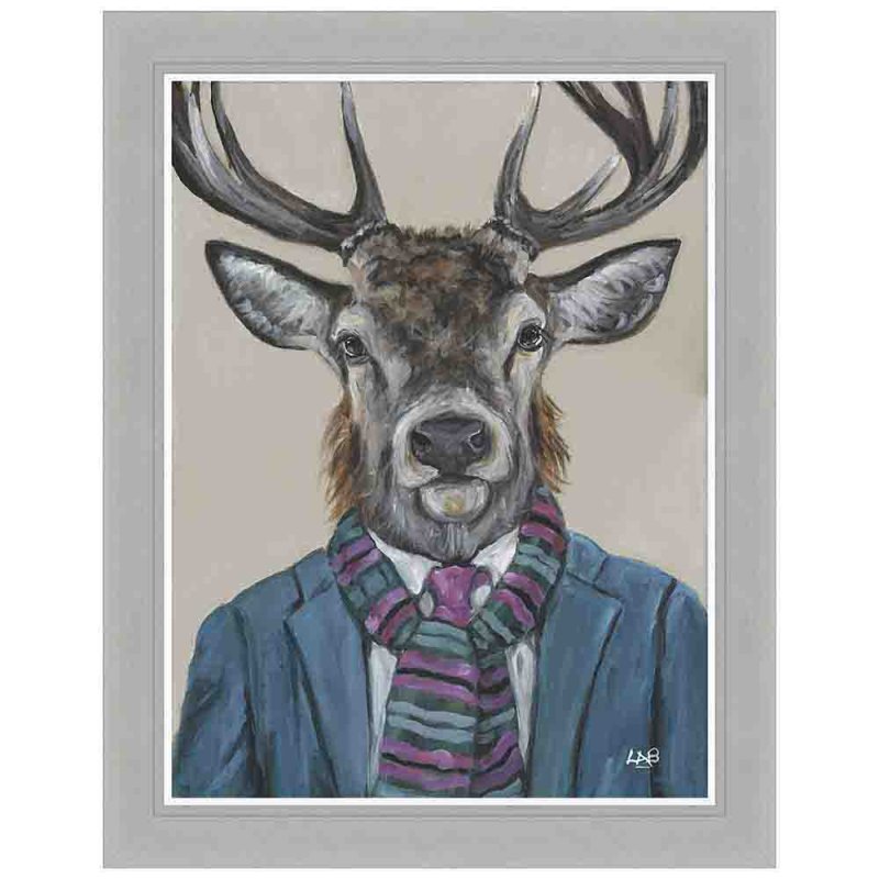 Artko Stanley Stag 71cm x 91cm Picture By Louise Brown With Grey Frame