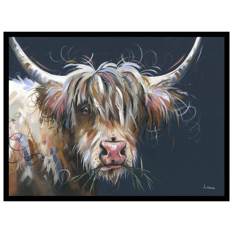 Artko Highland Moo 104.5cm x 78.5cm Picture By Ashley Saunders With Black Frame
