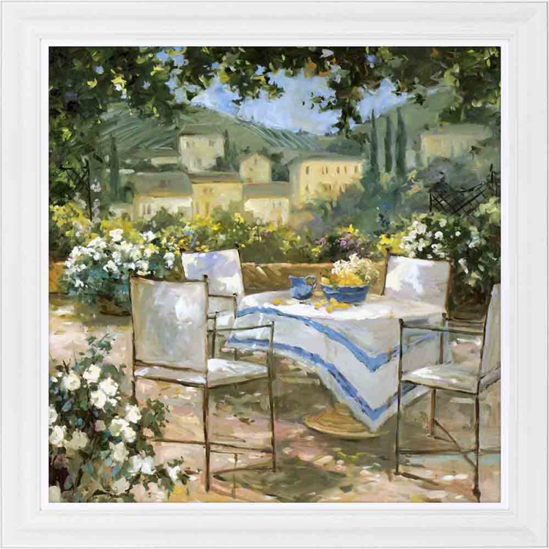 Artko Tuscany Terrace I 81cm x 81cm Picture By Allayn Stevens With White Frame