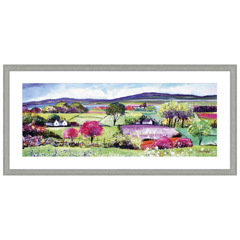 Artko Dales Patchwork 105cm x 50cm Picture By Julia Rigby With Grey Frame