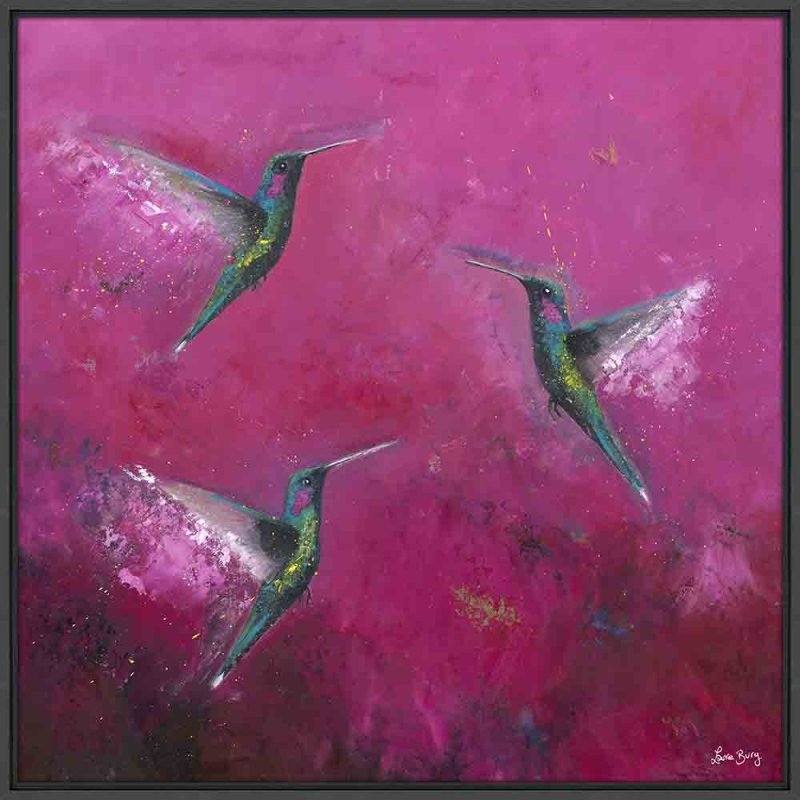 Artko The Joy Of Hummingbirds 84cm x 84cm Picture By Laure Bury With Black Frame