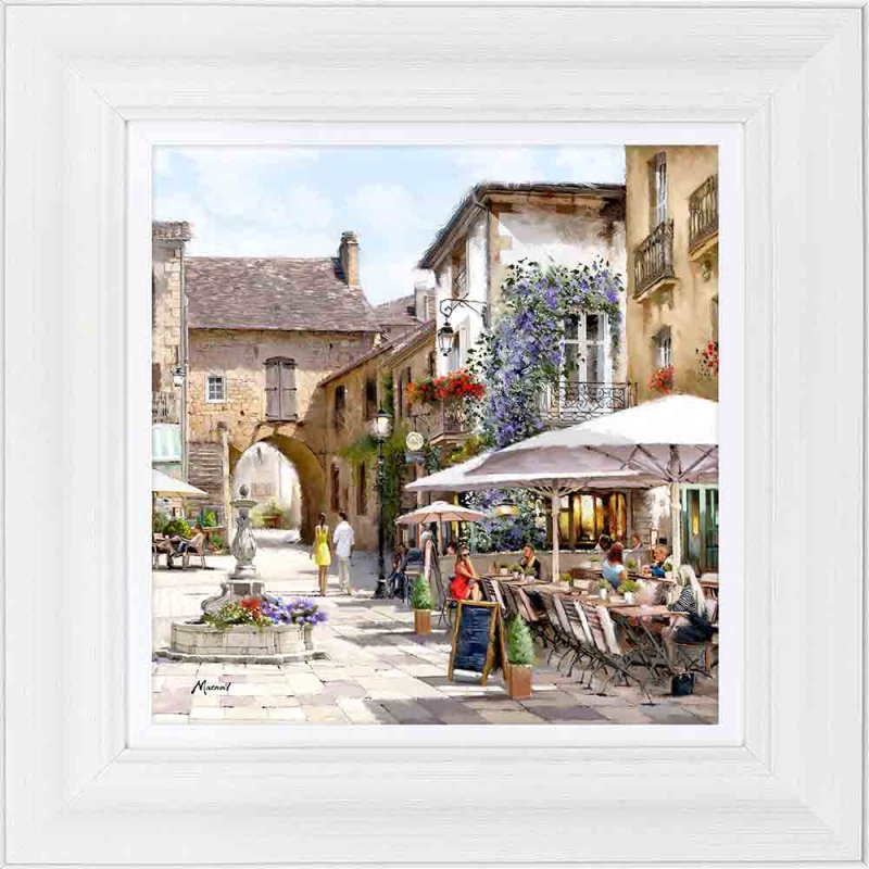 Artko Courtyard Café II 41cm x 41cm Picture By Richard Macneil With White Frame