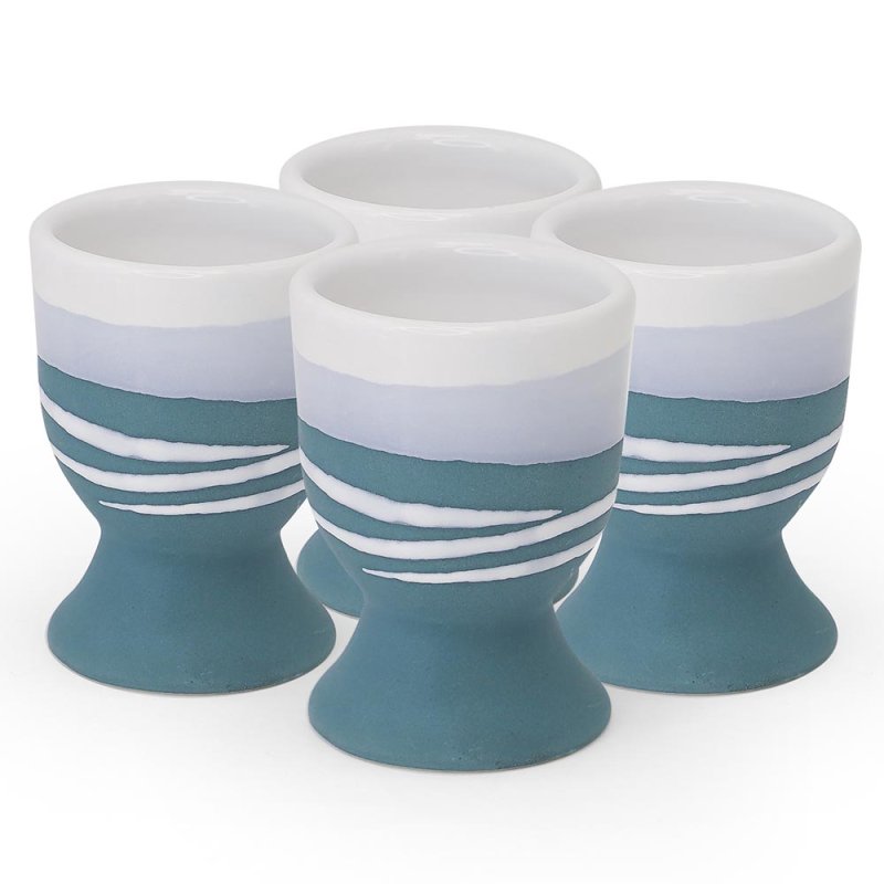 Paul Maloney Pottery Egg Cups (Set of 4)  Teal