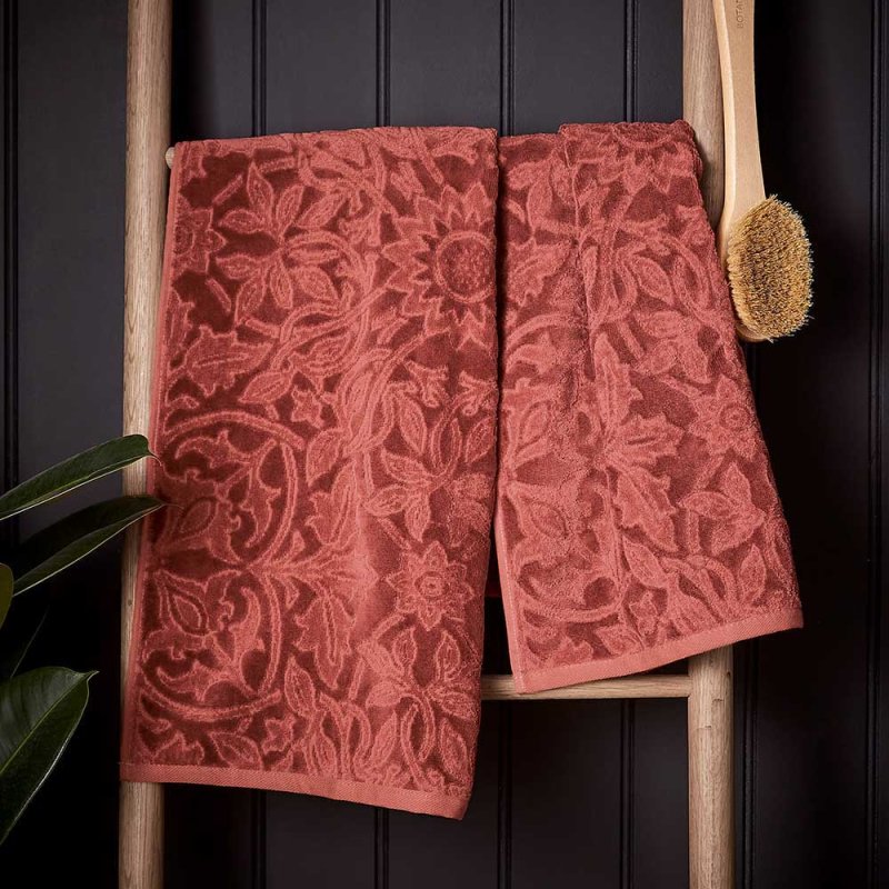 Morris & Co St James Hand Towel Red Lifestyle
