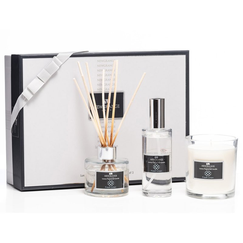 Newgrange Living Fresh Linen Luxury Diffuser & Candle & Spray Set