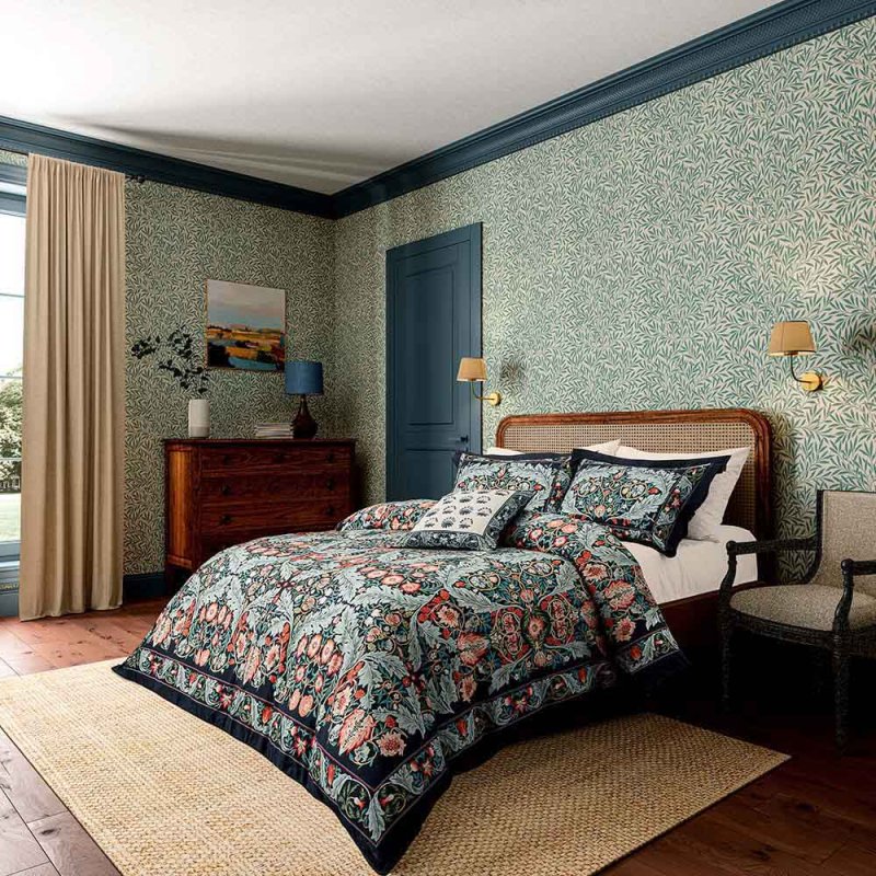 Morris & Co Earthly Paradise Double Duvet Cover Set Teal & Sea Green