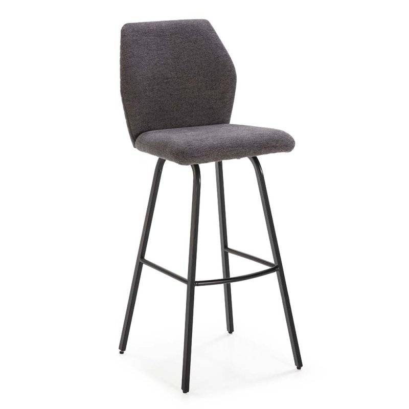 Paulo High Bar Stool Fabric Dark Grey 