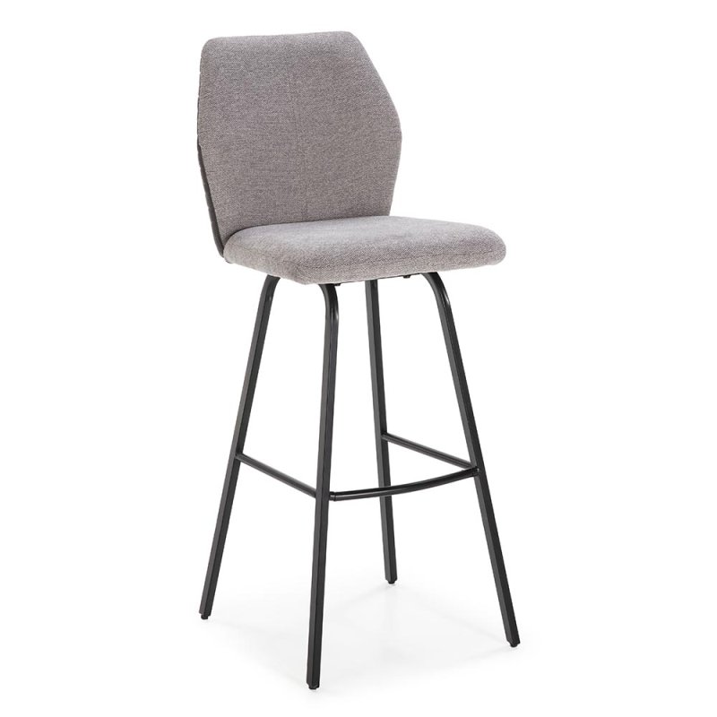 Paulo High Bar Stool Fabric Light Grey