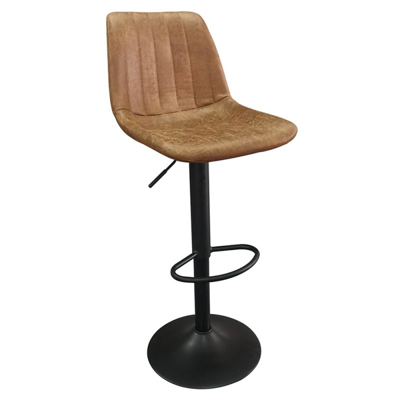 Barcelona High/Low Gas Lift Bar Stool Faux Leather Cognac