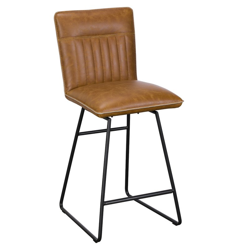 Shelly Bar Stool Faux Leather Tan 