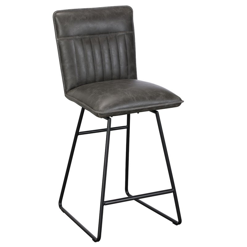 Shelly Bar Stool Faux Leather Grey 