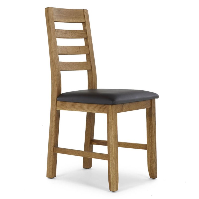 Ellie Dining Chair Faux Leather Brown & Oak