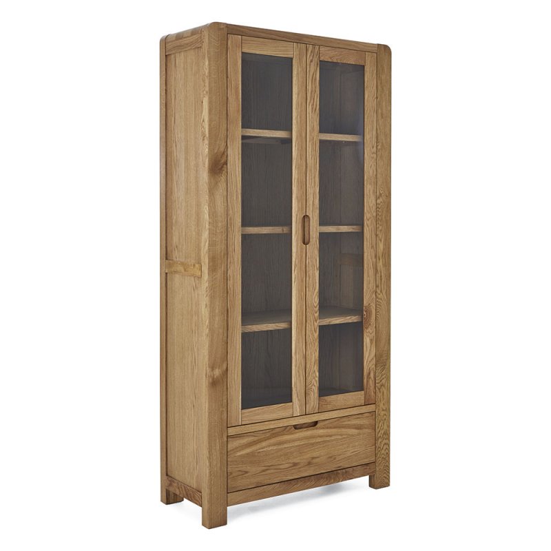 Ellie 2 Door + 1 Drawer Display Cabinet Oak