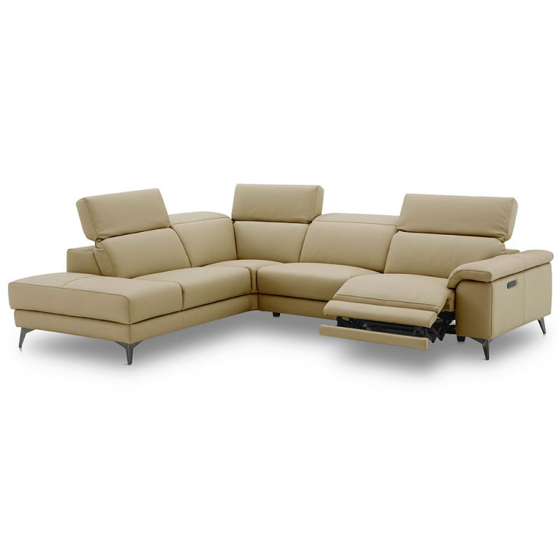 Campo De' Fiori Vesuvio 4+ Seater Corner Sofa With 1 Electric Recliner RHF Leather Vancouver Ivory