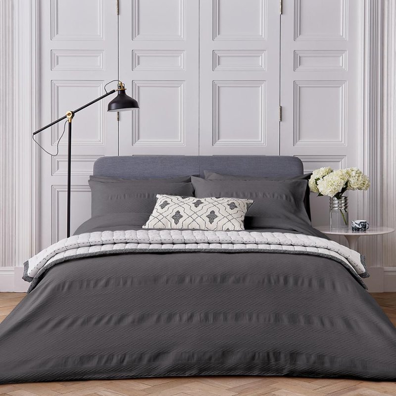 Bedeck of Belfast Kenza Single Duvet Cover Set Carbon