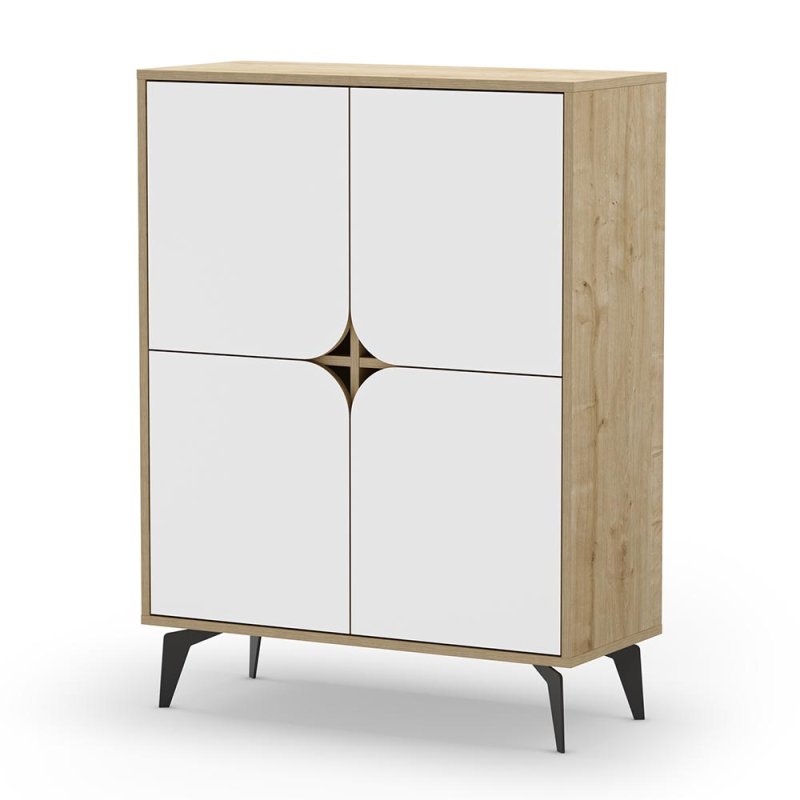 Nolan 4 Door Storage Cabinet Oak & White