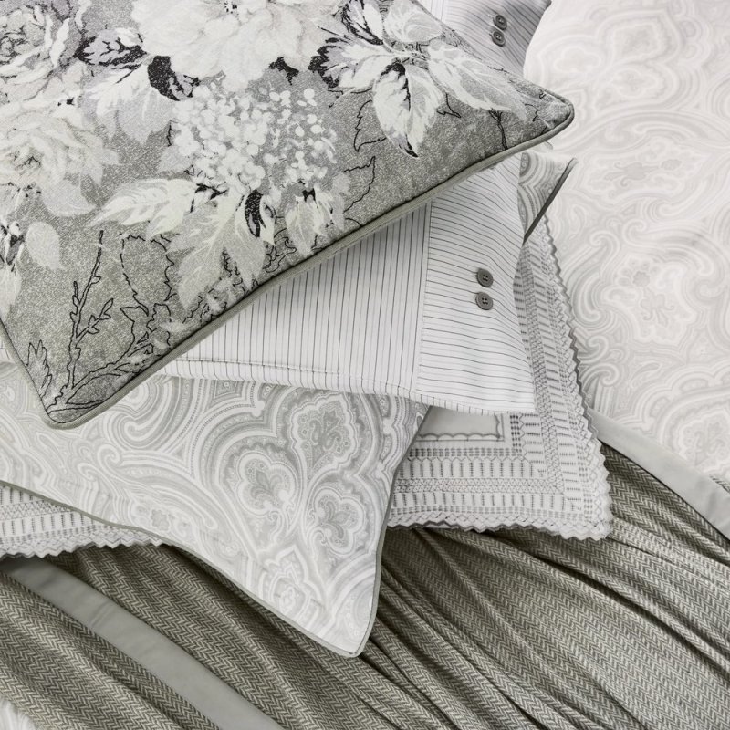 Bedeck of Belfast Amalia Reversible Super King Duvet Cover Set White & Sliver Stacked