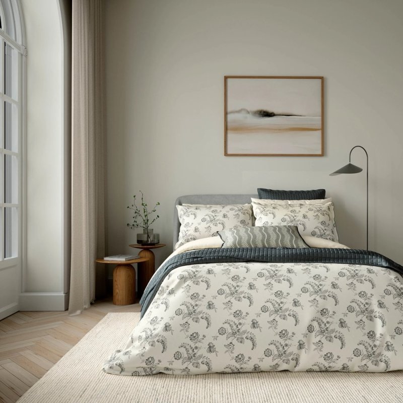 Bedeck of Belfast Ariane Reversible Double Duvet Cover Set Charcoal & Linen